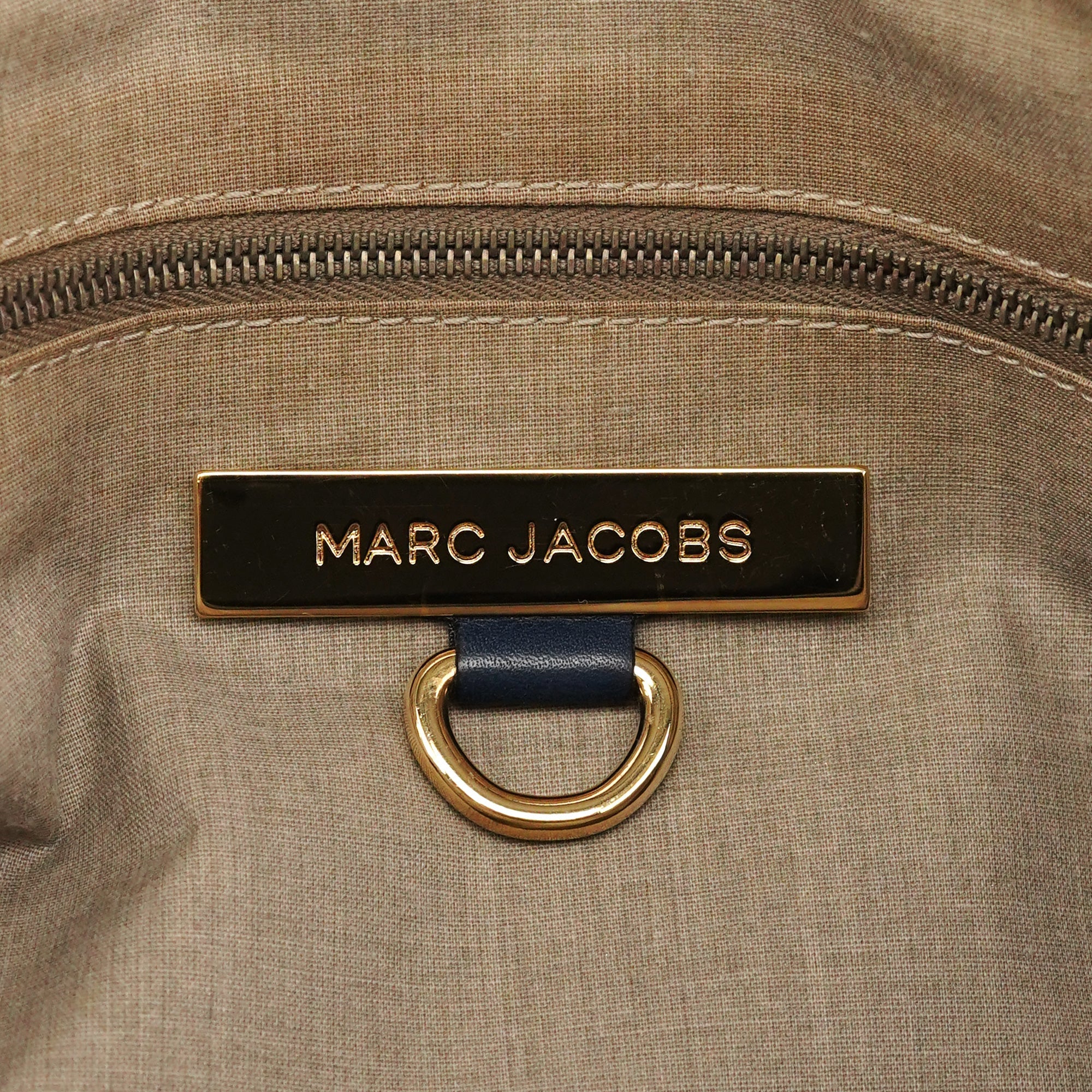 Navy Leather Multi-Pocket Tote Bag