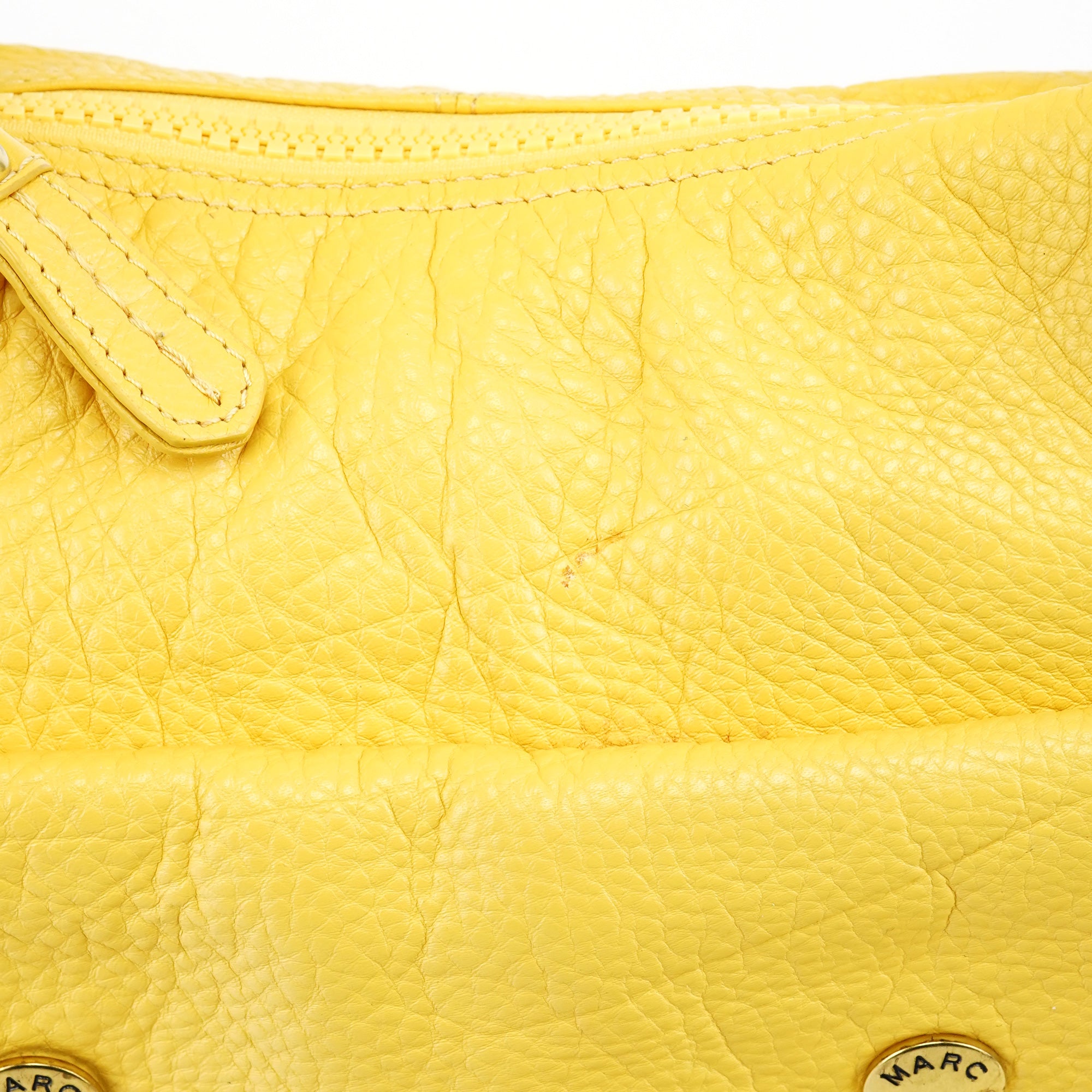 Yellow Leather Pocket Shoulder Bag