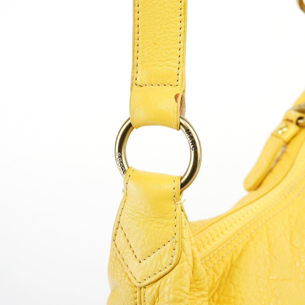 Yellow Leather Pocket Shoulder Bag