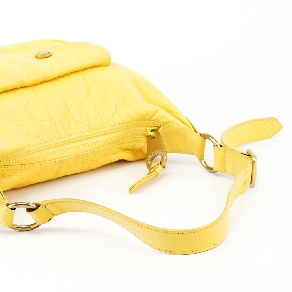 Yellow Leather Pocket Shoulder Bag