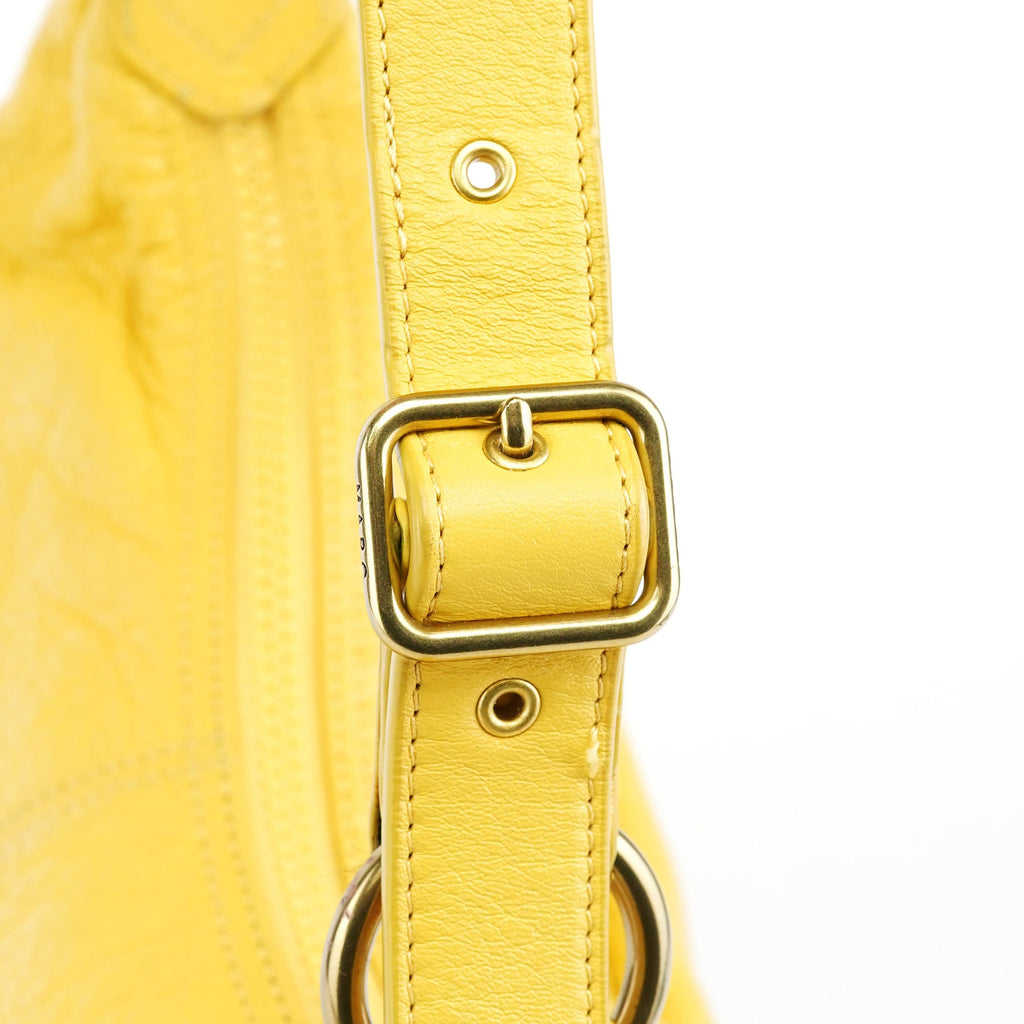 Yellow Leather Pocket Shoulder Bag
