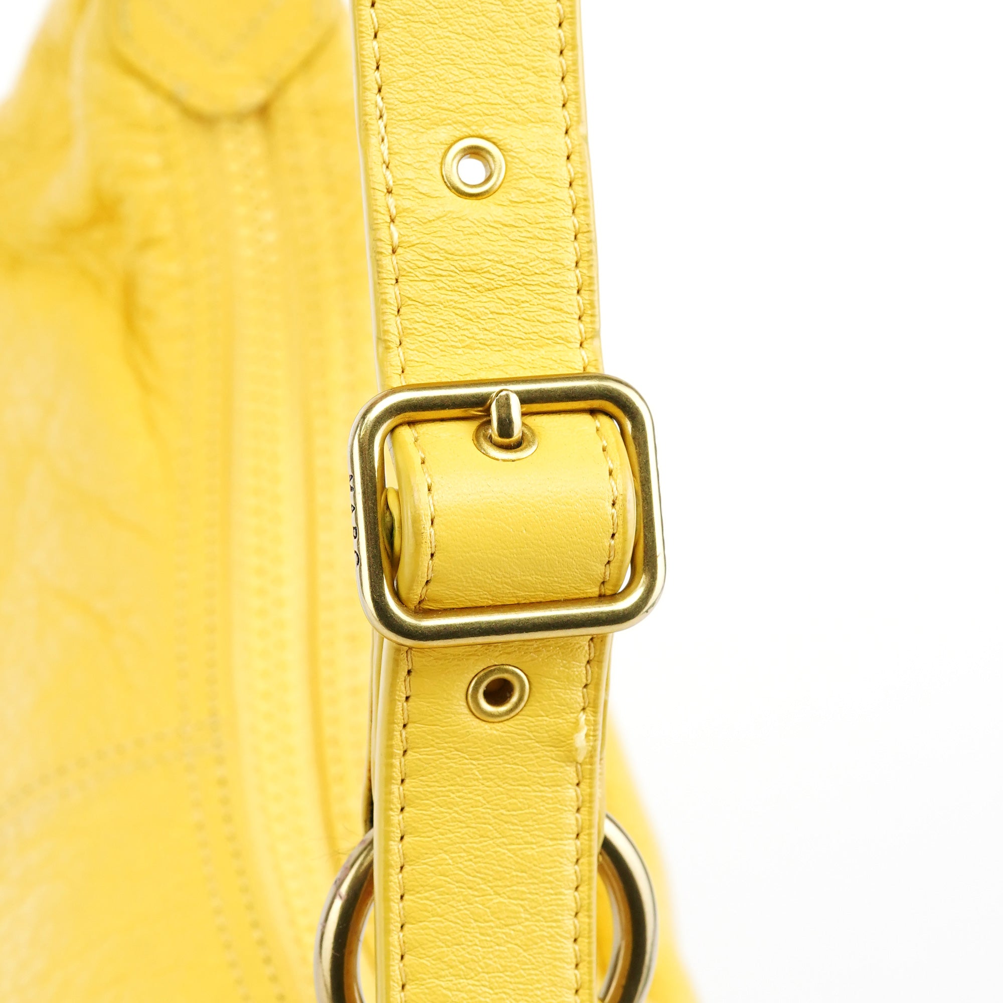 Yellow Leather Pocket Shoulder Bag