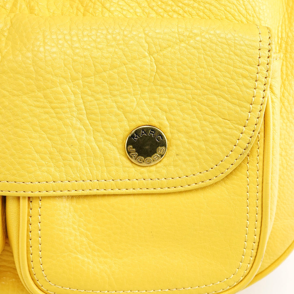 Yellow Leather Pocket Shoulder Bag