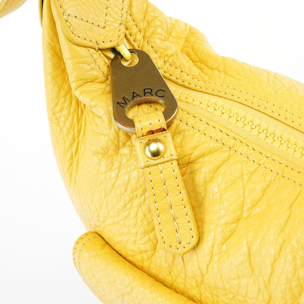 Yellow Leather Pocket Shoulder Bag