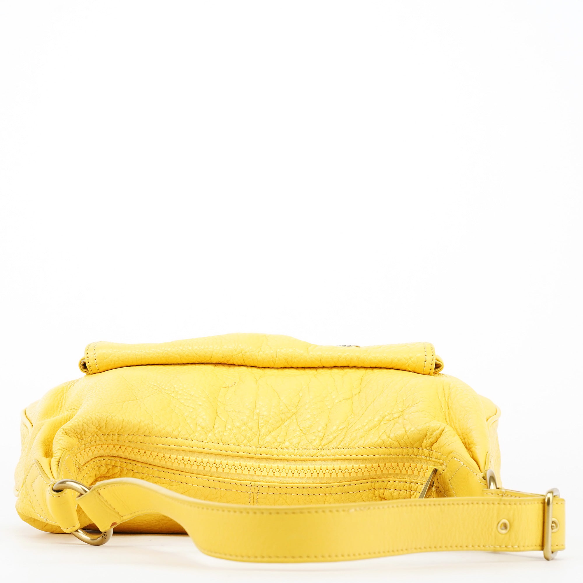 Yellow Leather Pocket Shoulder Bag