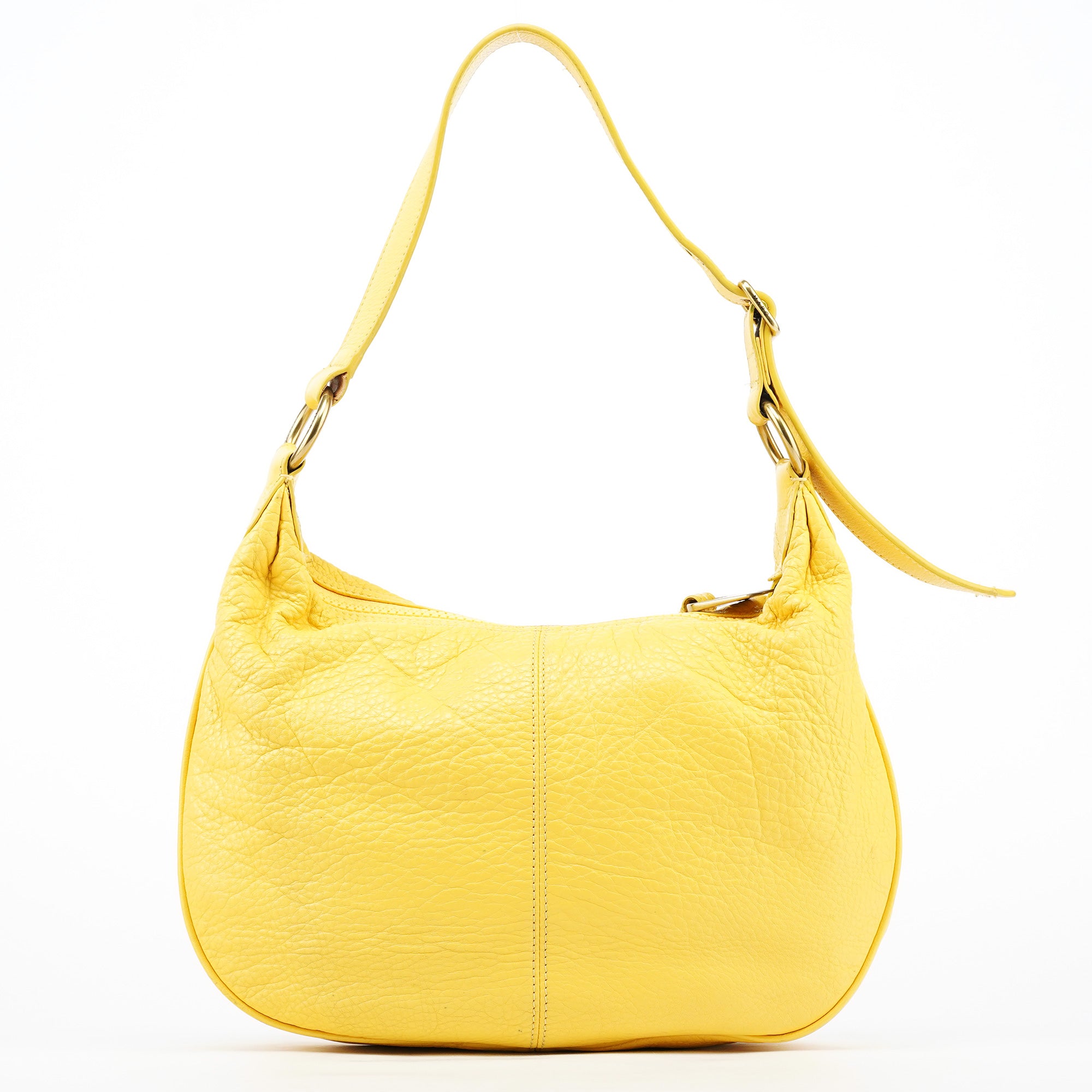 Yellow Leather Pocket Shoulder Bag