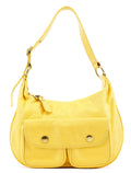 Yellow Leather Pocket Shoulder Bag