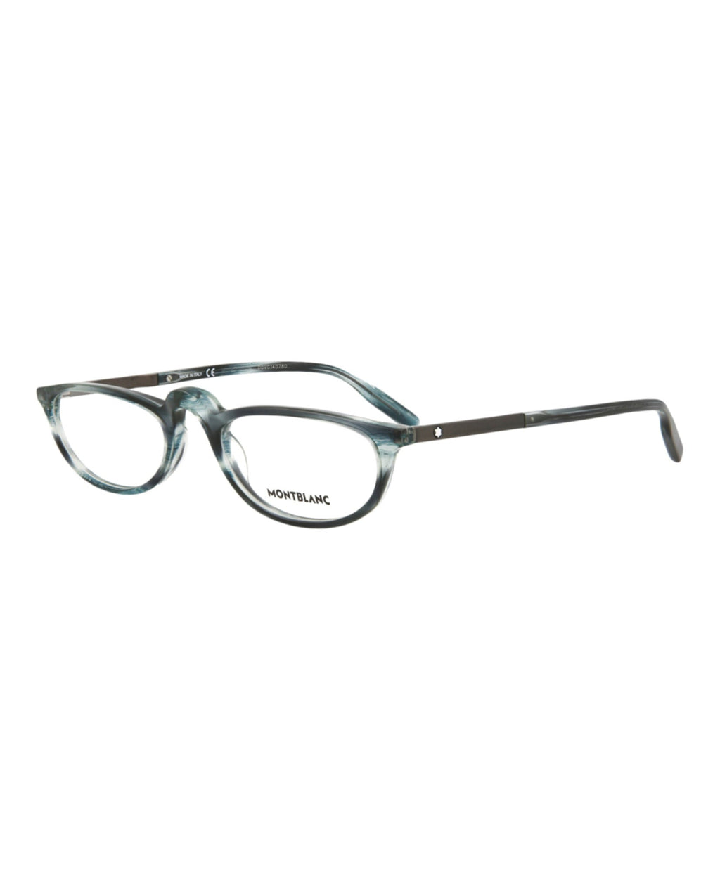 Montblanc Mens Square/Rectangle Blue Ruthenium Transparent Fashion Designer Eyewear