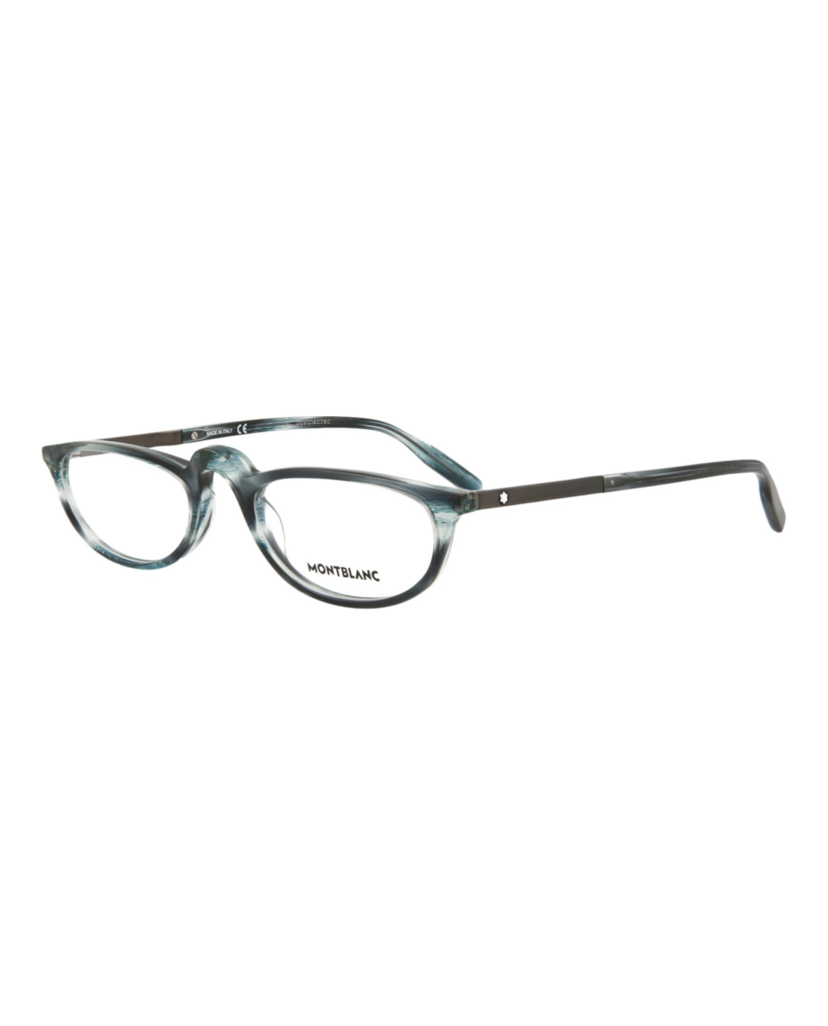 Montblanc Mens Square/Rectangle Blue Ruthenium Transparent Fashion Designer Eyewear