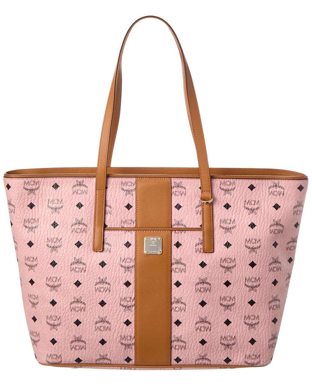 MCM Anya Pink Monogram Visetos Canvas Medium Shopper Tote