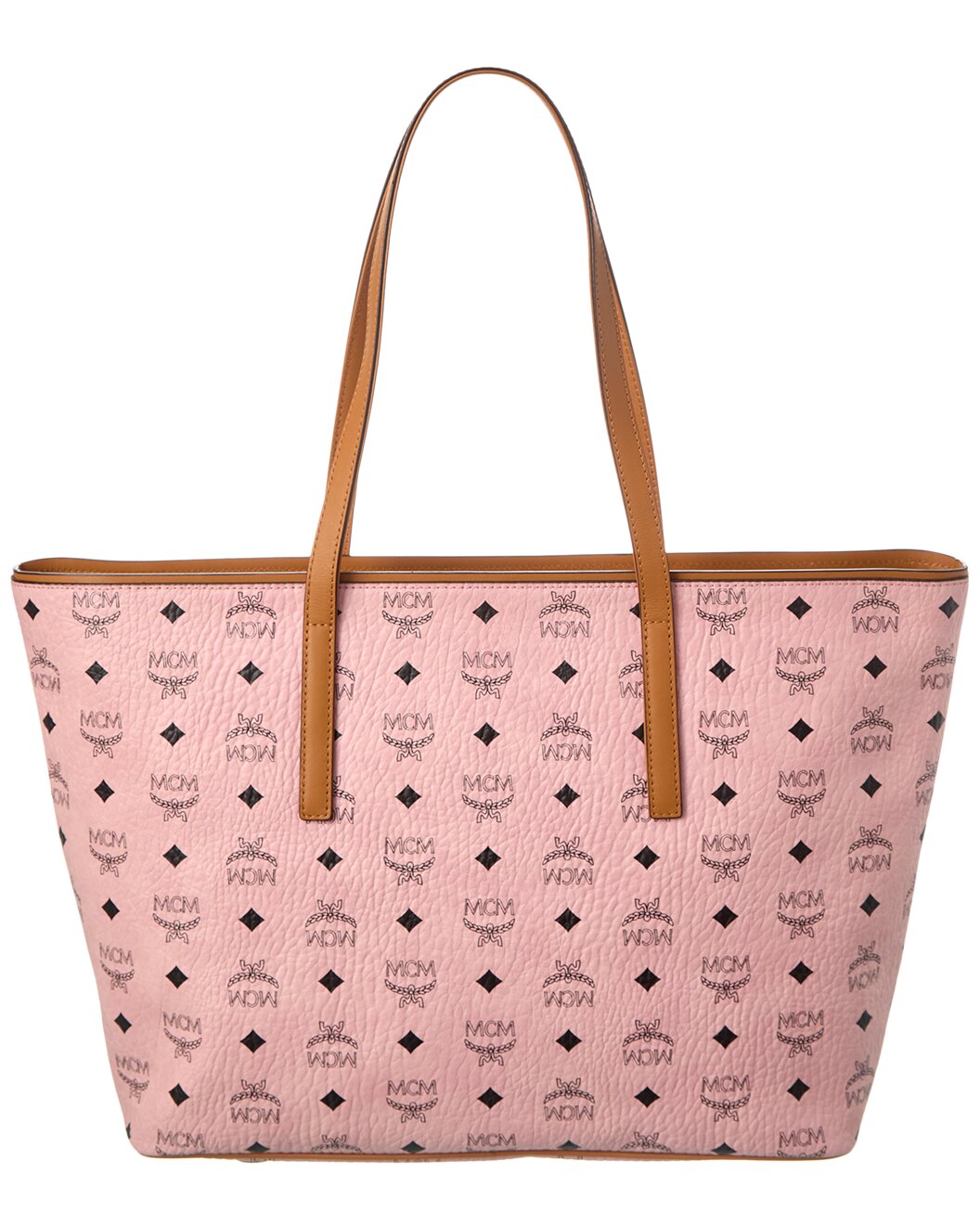 MCM Anya Pink Monogram Visetos Canvas Medium Shopper Tote