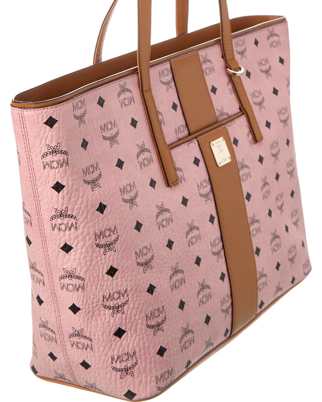 MCM Anya Pink Monogram Visetos Canvas Medium Shopper Tote
