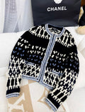 Chanel size 38 blue and white mixed color knitted cardigan