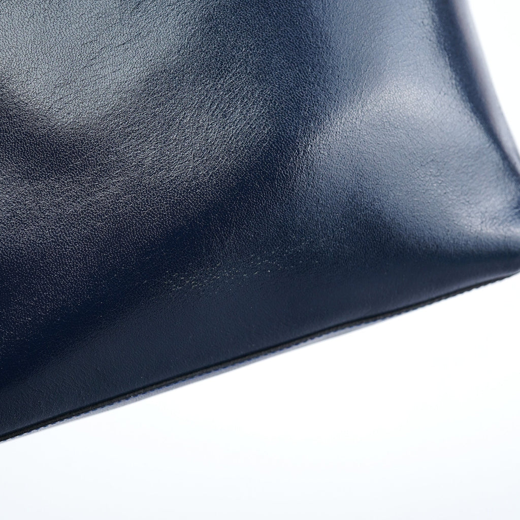 1999 Navy Leather Pouch Tote Bag