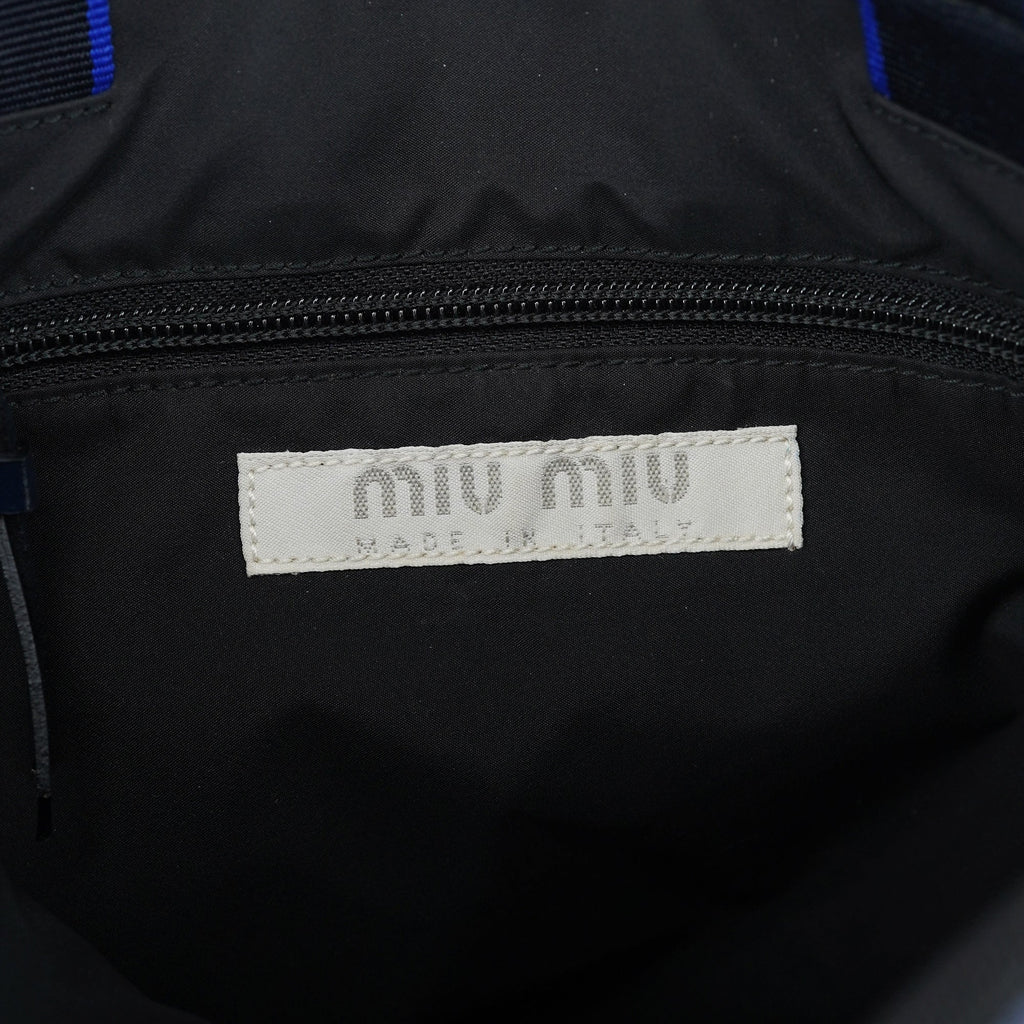 1999 Navy Leather Pouch Tote Bag