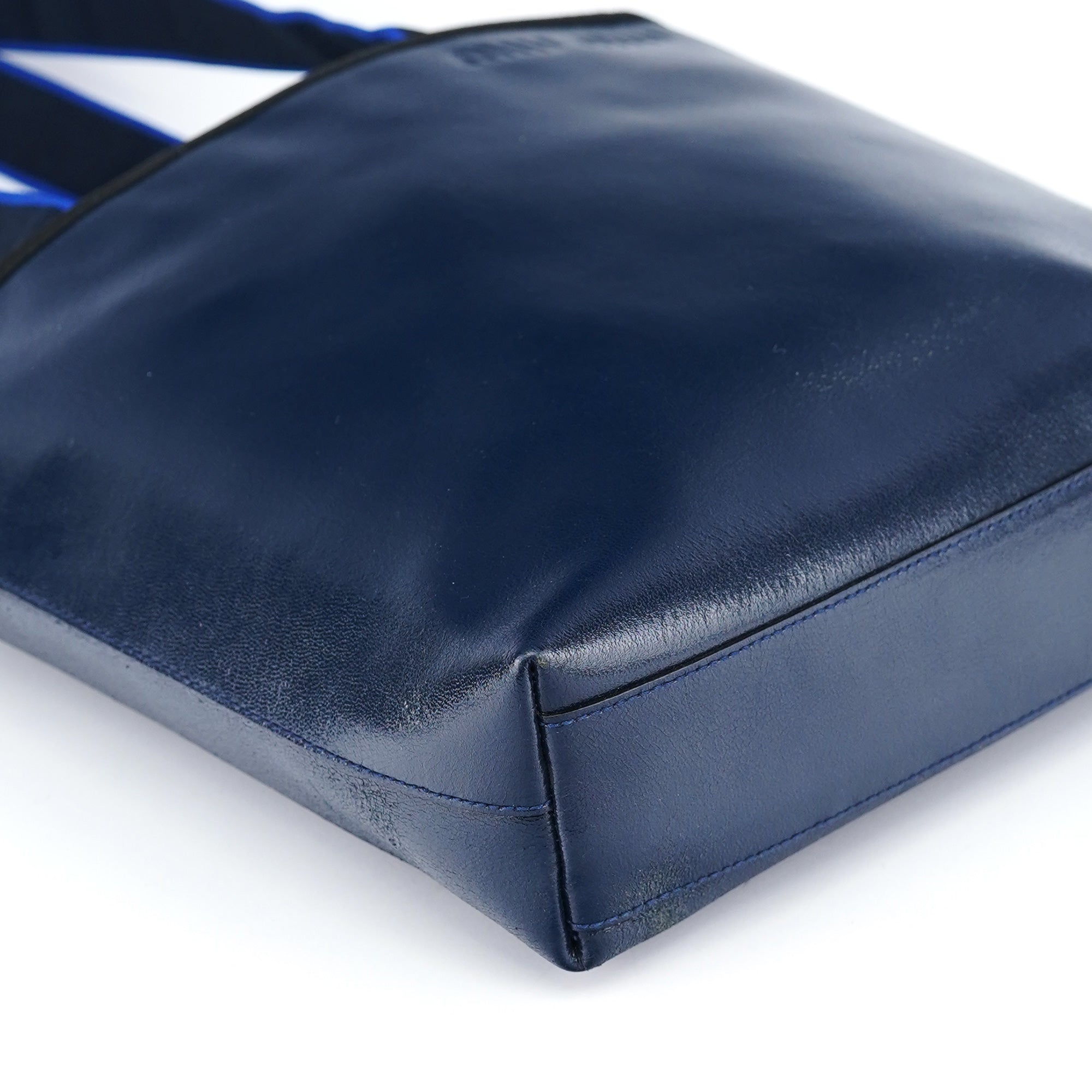 1999 Navy Leather Pouch Tote Bag