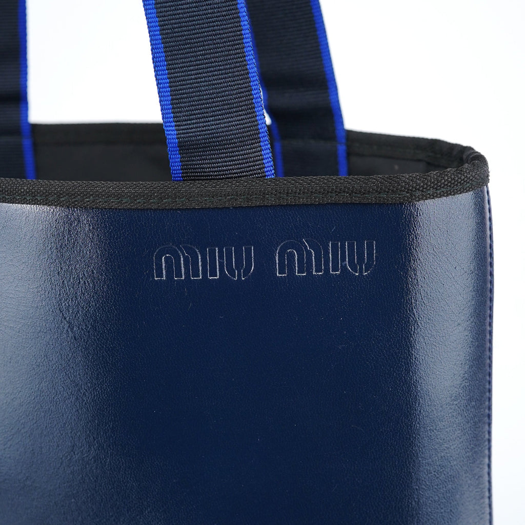 1999 Navy Leather Pouch Tote Bag