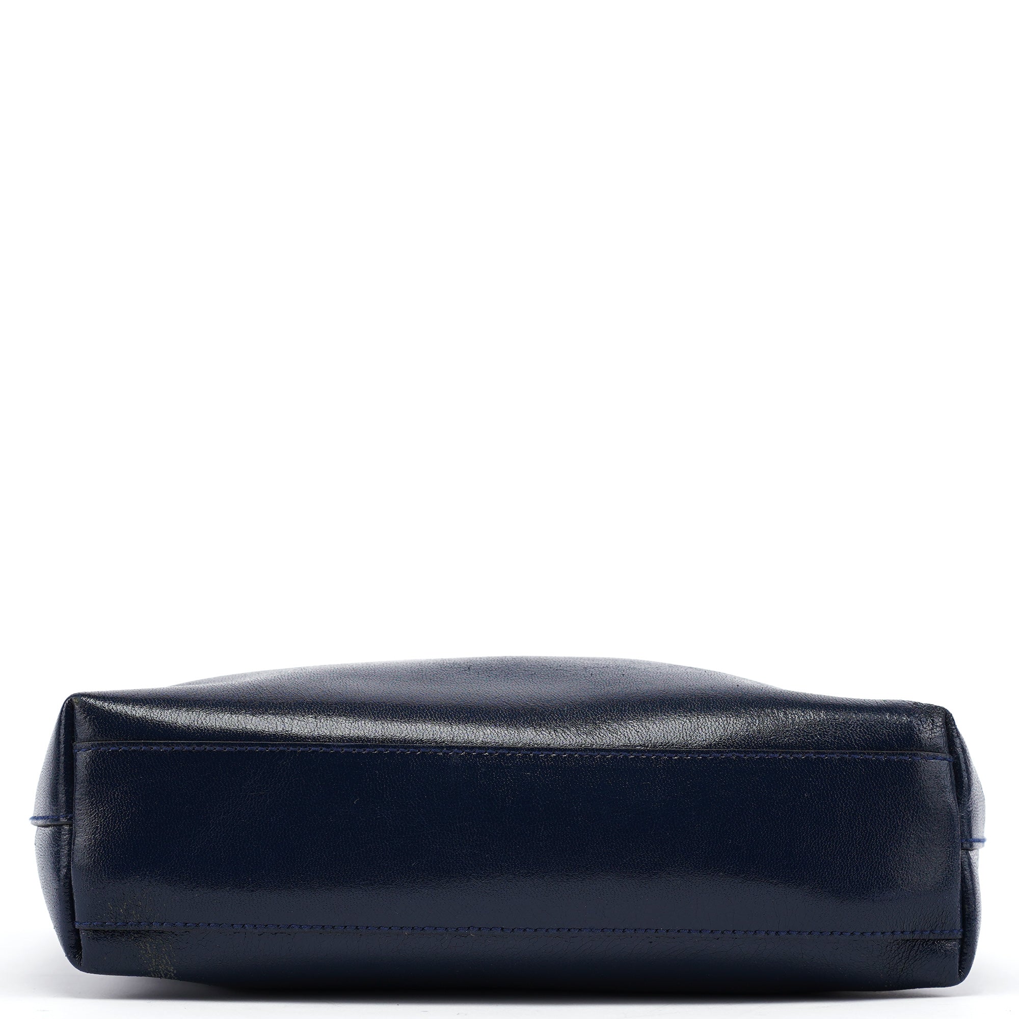 1999 Navy Leather Pouch Tote Bag