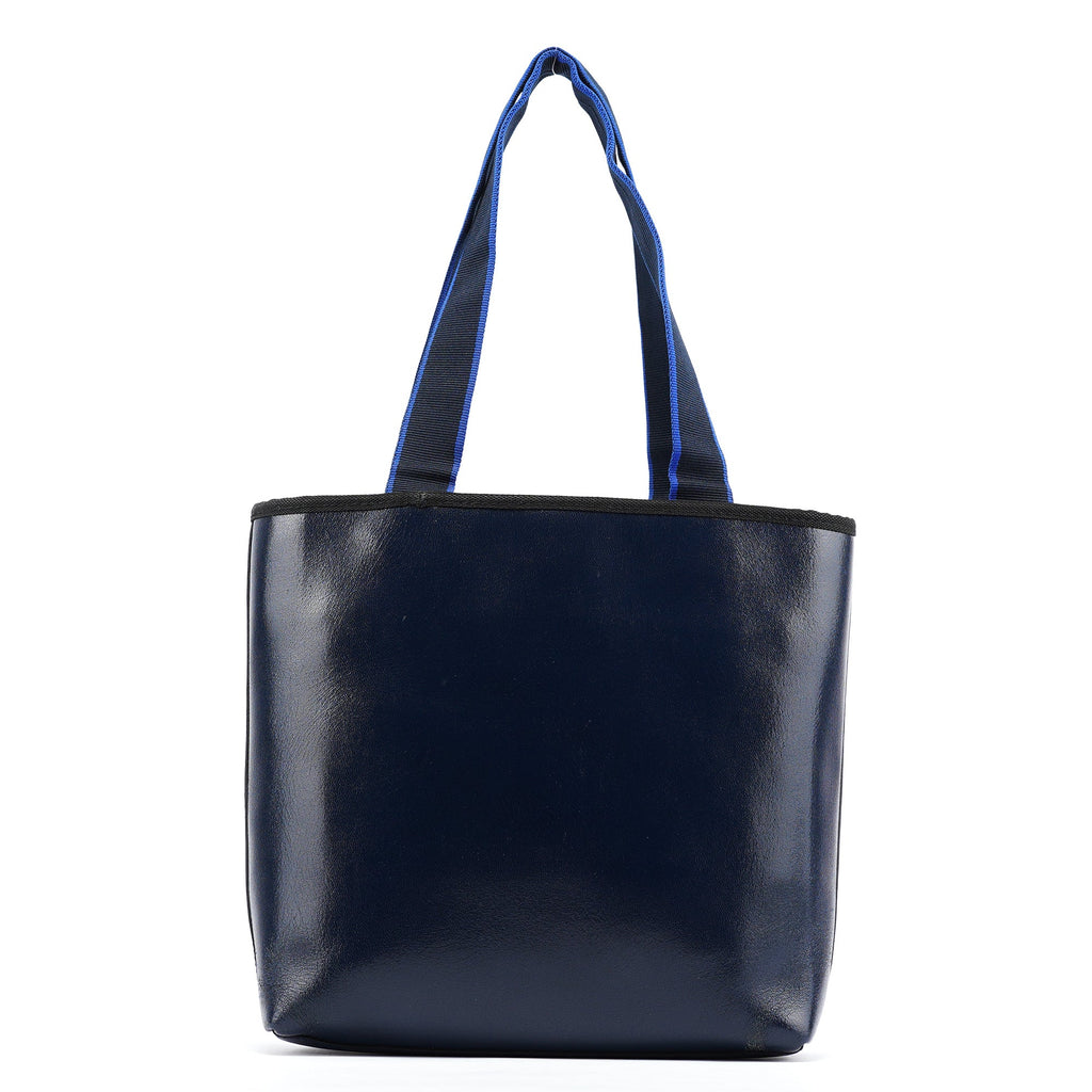 1999 Navy Leather Pouch Tote Bag
