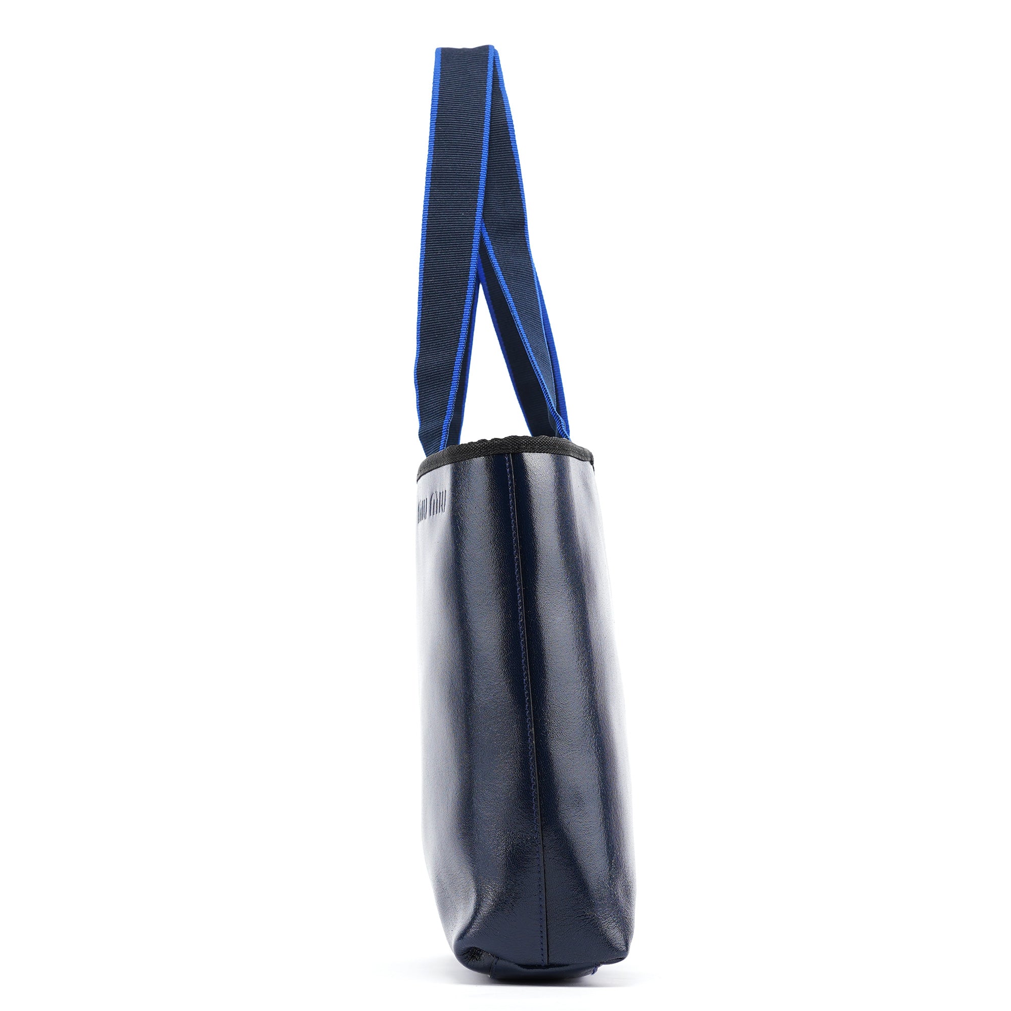 1999 Navy Leather Pouch Tote Bag