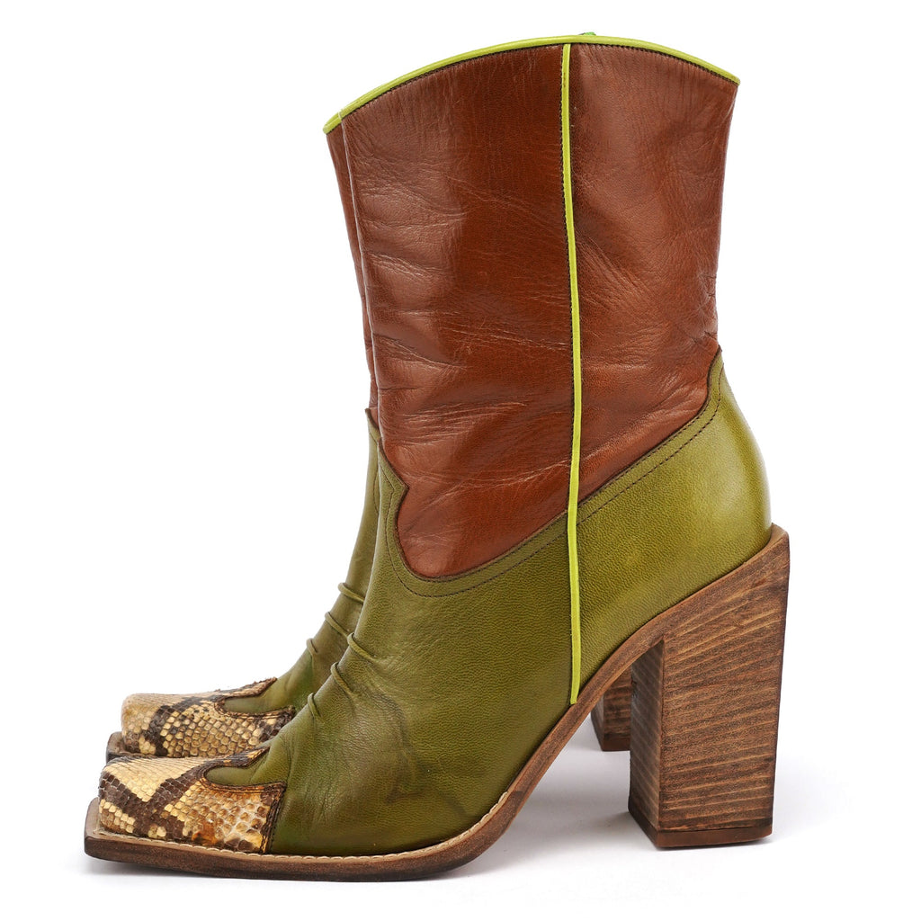 1999 Runway Python Leather Western Boots