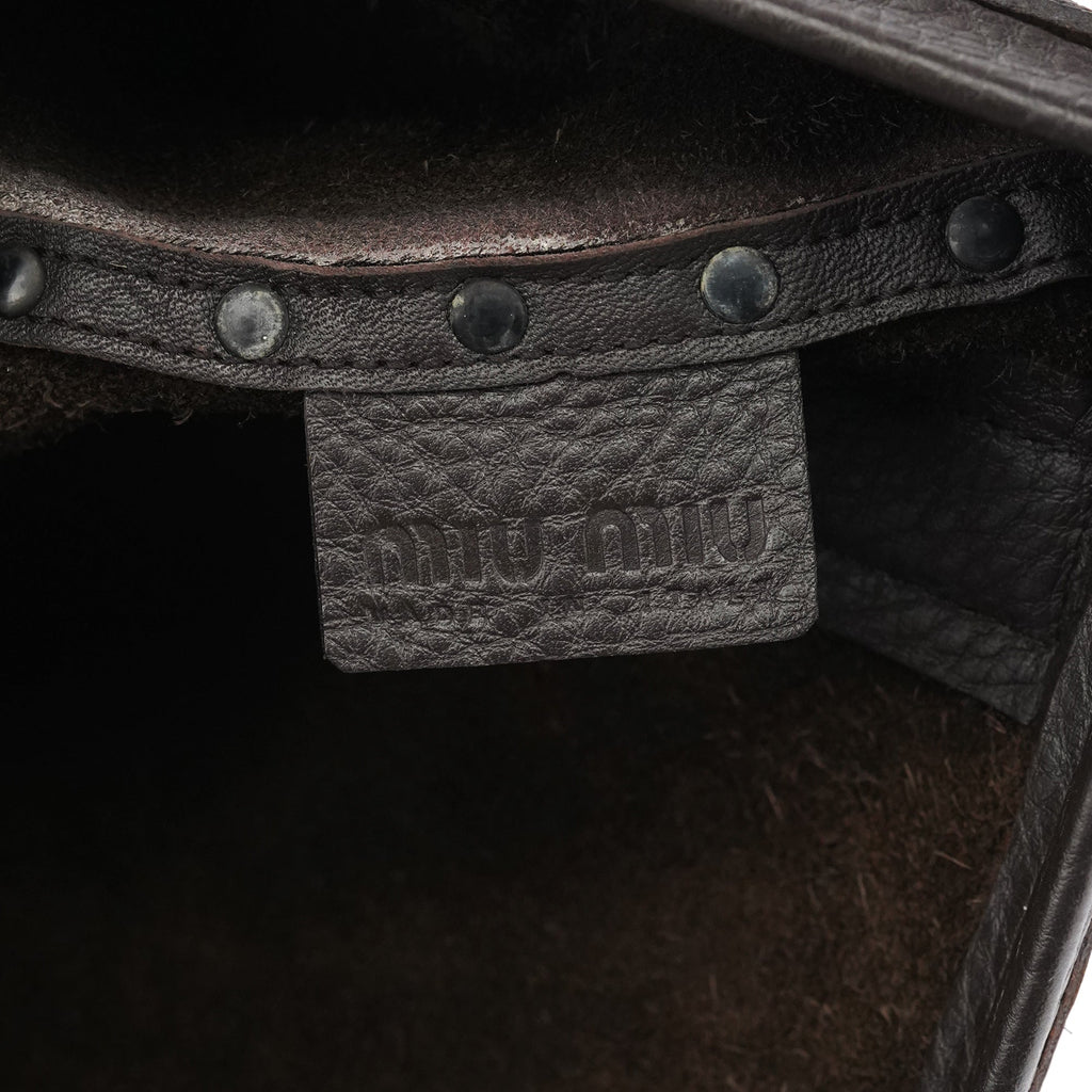 Anthracite Leather Studded Belt Tote Bag