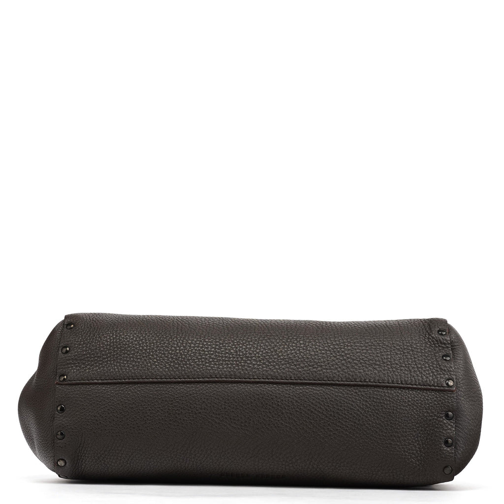 Anthracite Leather Studded Belt Tote Bag