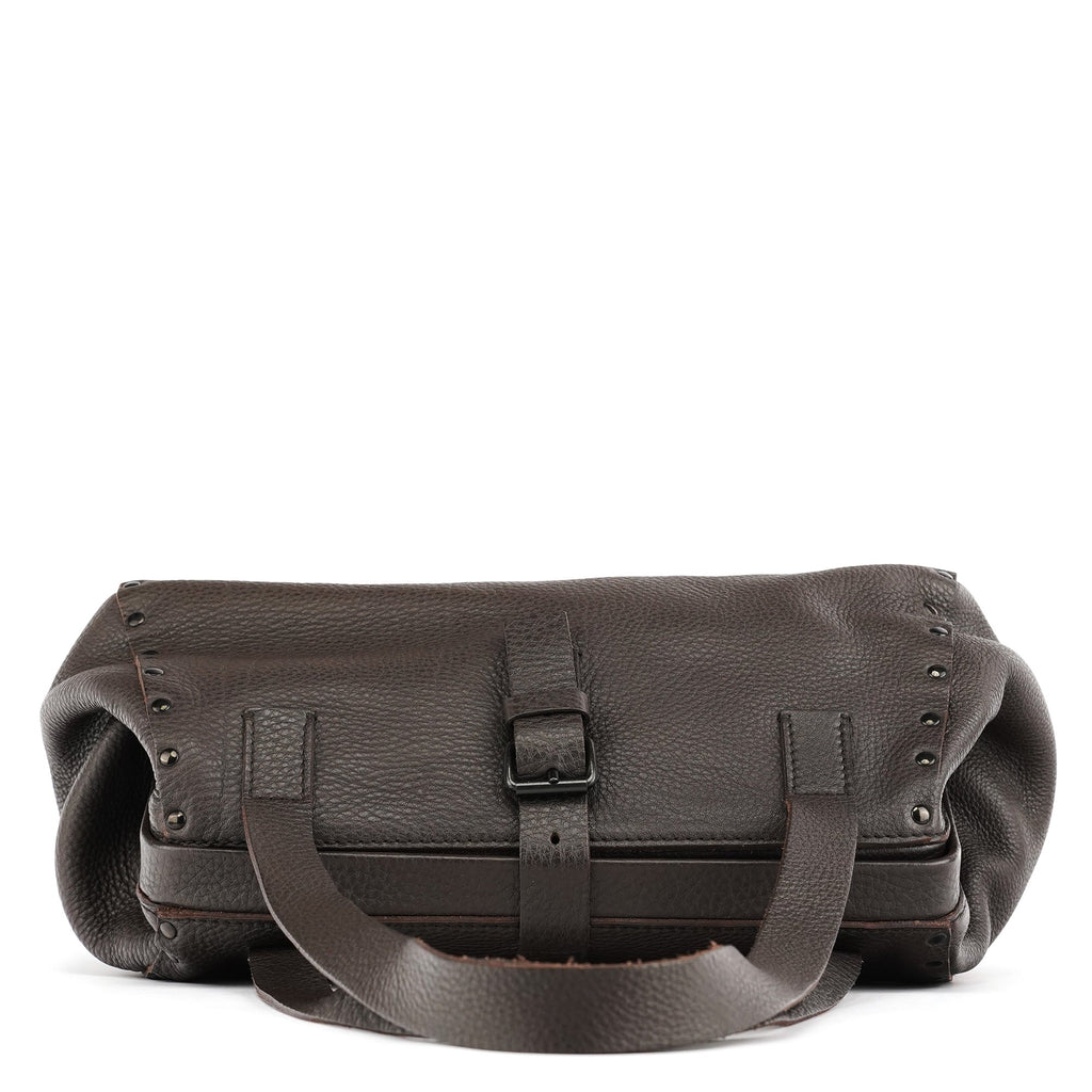 Anthracite Leather Studded Belt Tote Bag