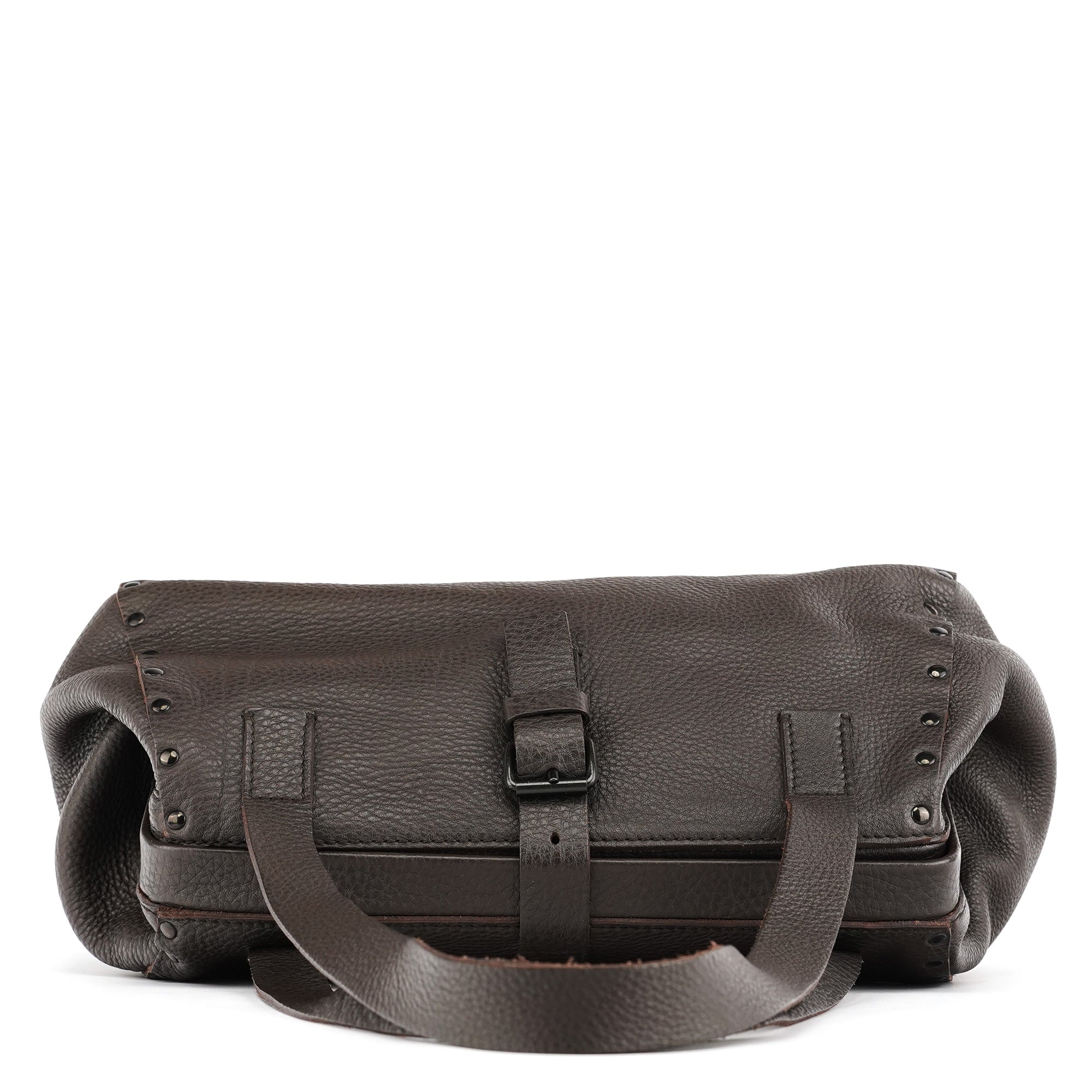 Anthracite Leather Studded Belt Tote Bag