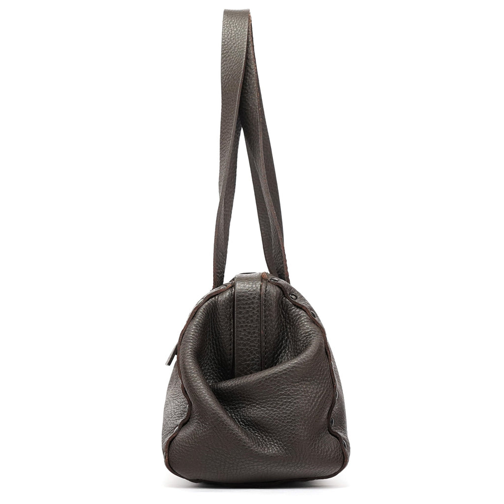 Anthracite Leather Studded Belt Tote Bag