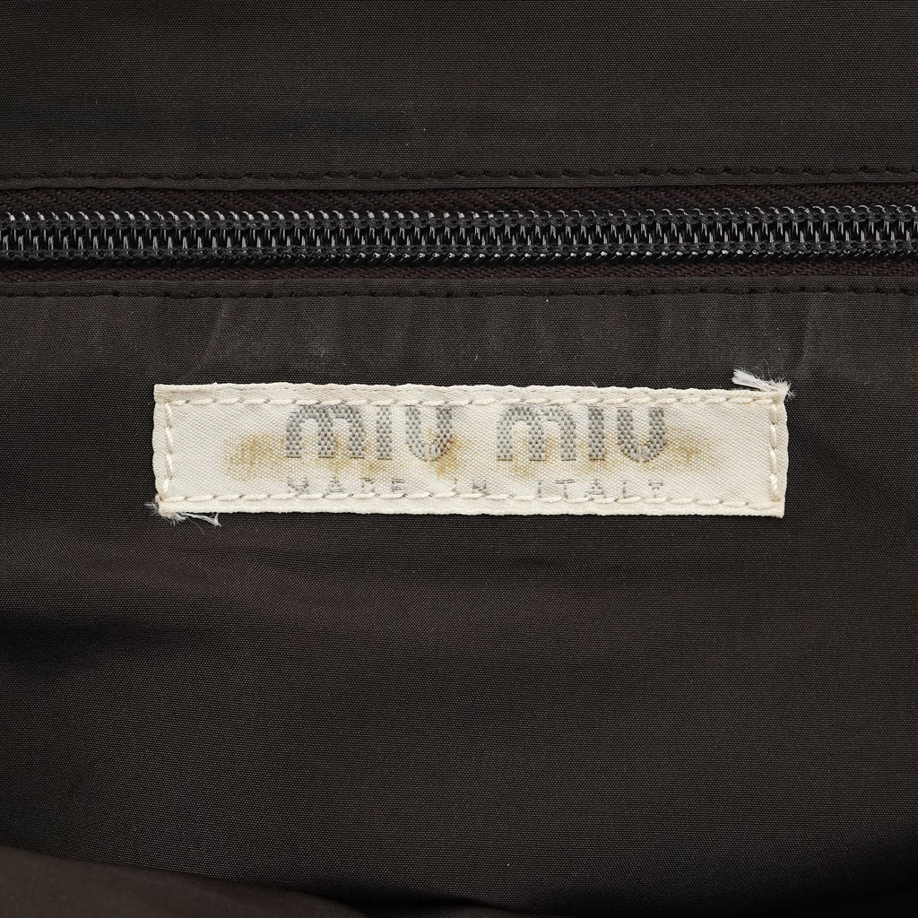 Beige Brown Wool Leather Clutch Tote Bag