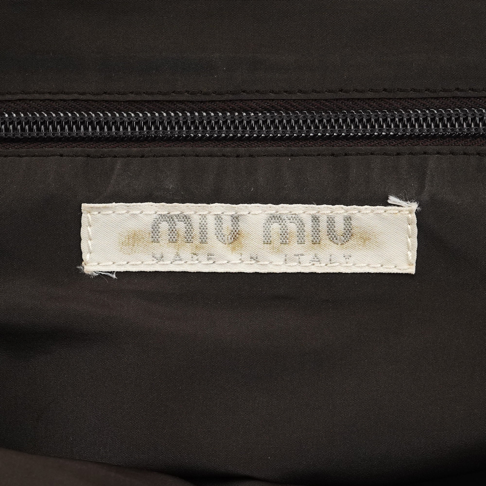 Beige Brown Wool Leather Clutch Tote Bag