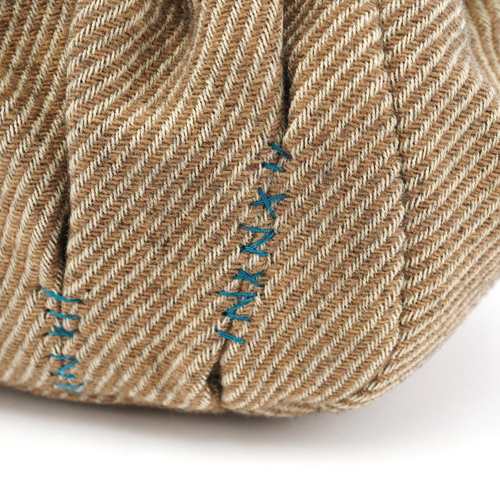 Beige Brown Wool Leather Clutch Tote Bag