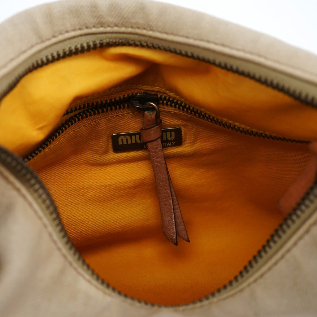 Beige Canvas Belt Shoulder Bag
