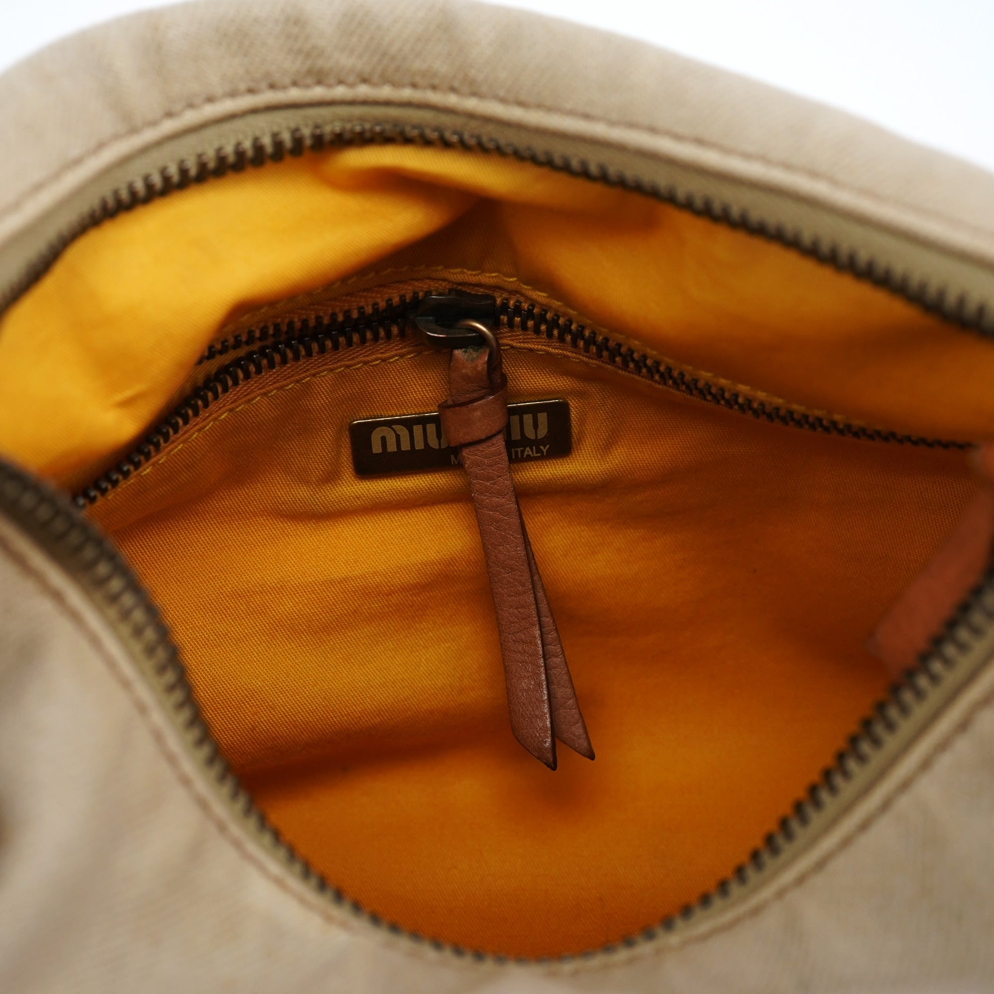 Beige Canvas Belt Shoulder Bag