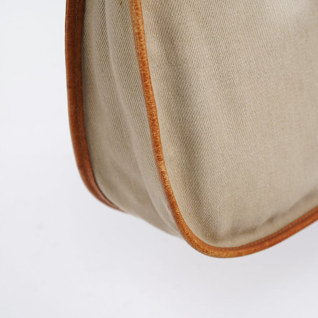 Beige Canvas Belt Shoulder Bag