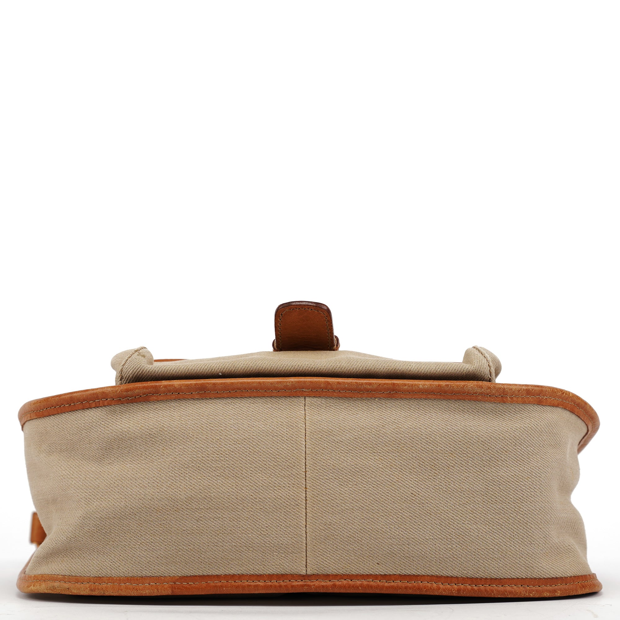 Beige Canvas Belt Shoulder Bag