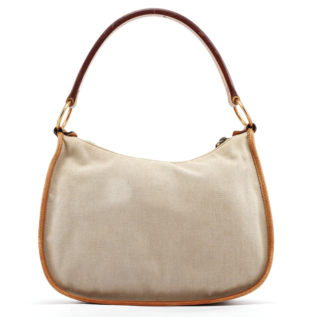 Beige Canvas Belt Shoulder Bag