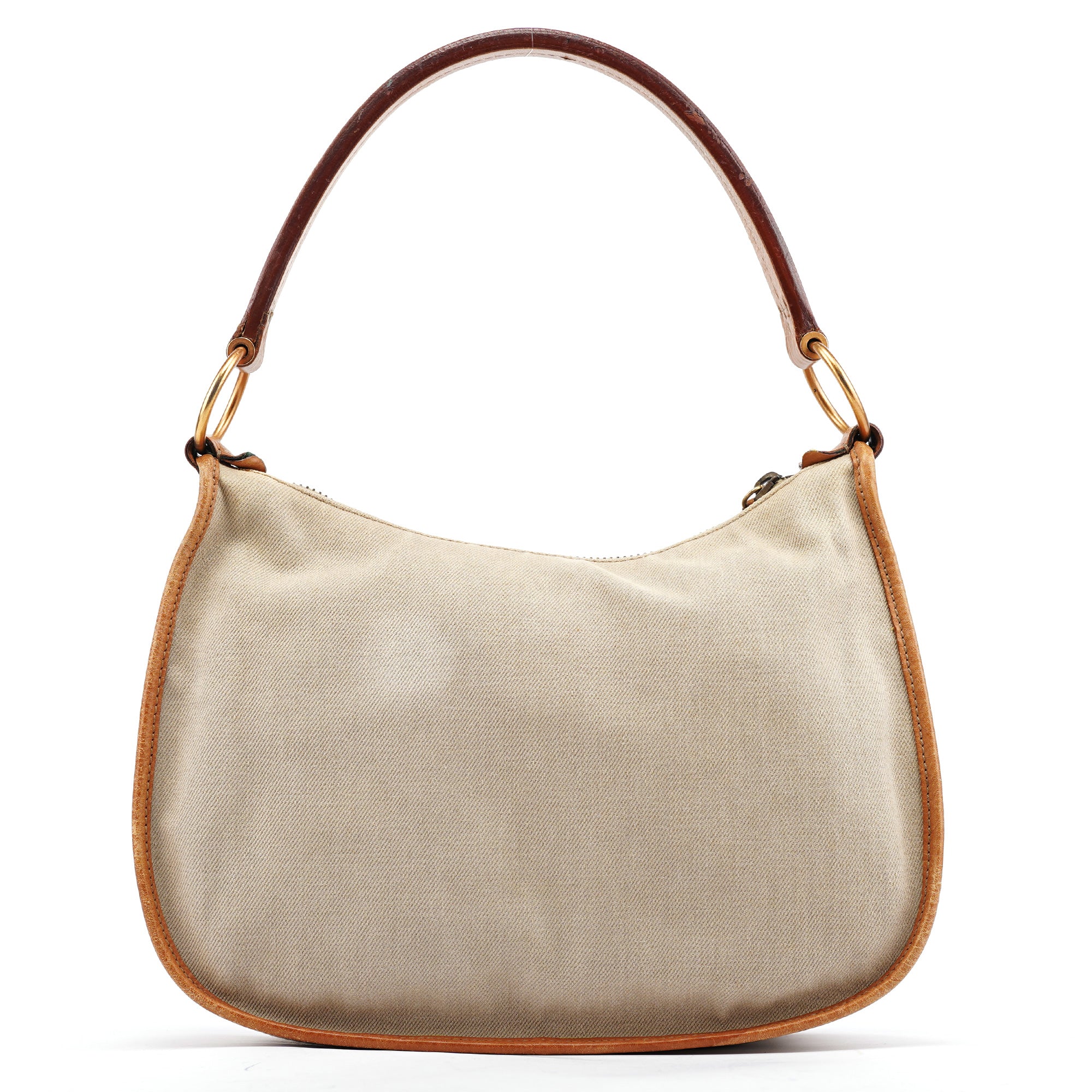 Beige Canvas Belt Shoulder Bag