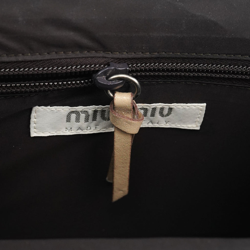 Beige Leather Clutch Handbag
