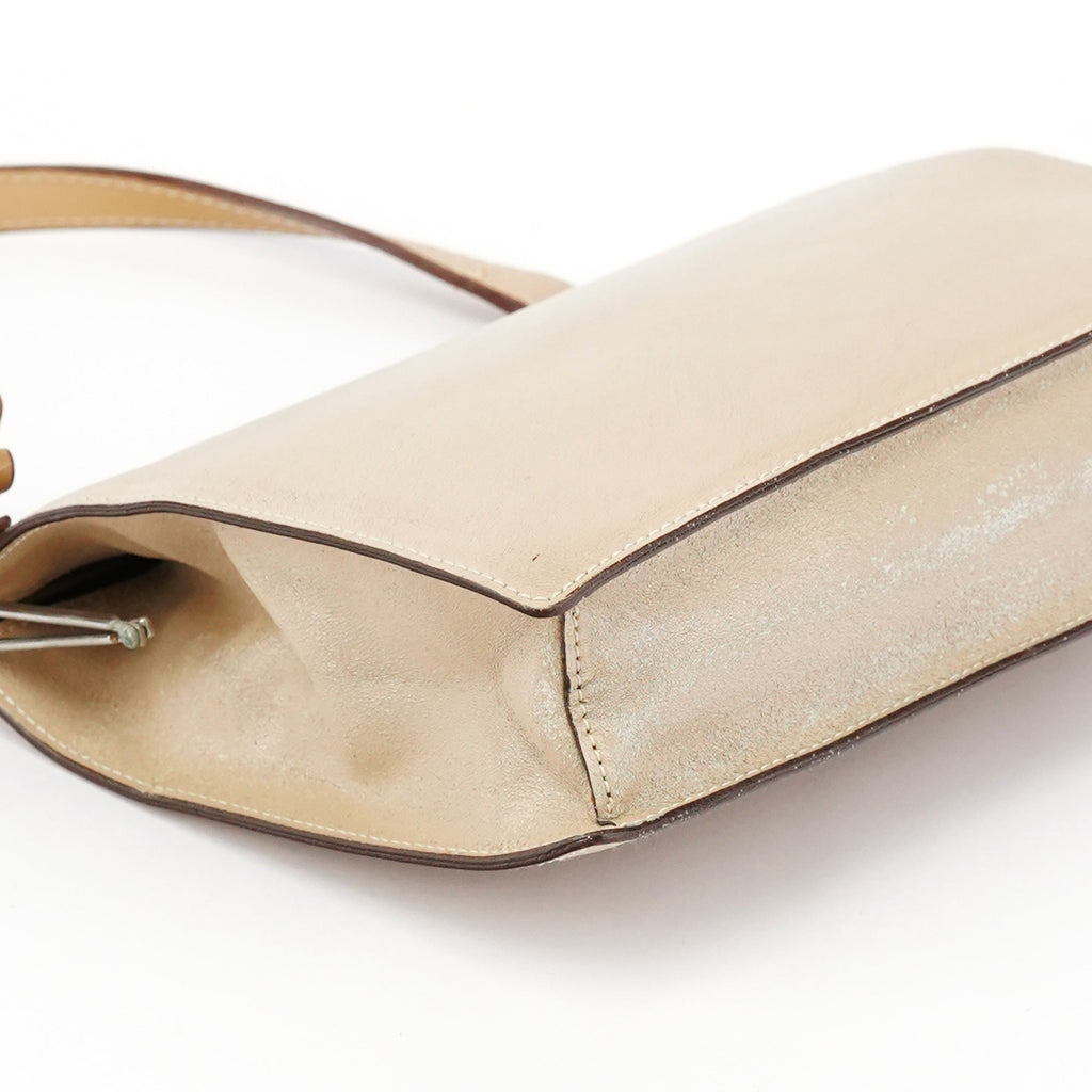 Beige Leather Clutch Handbag