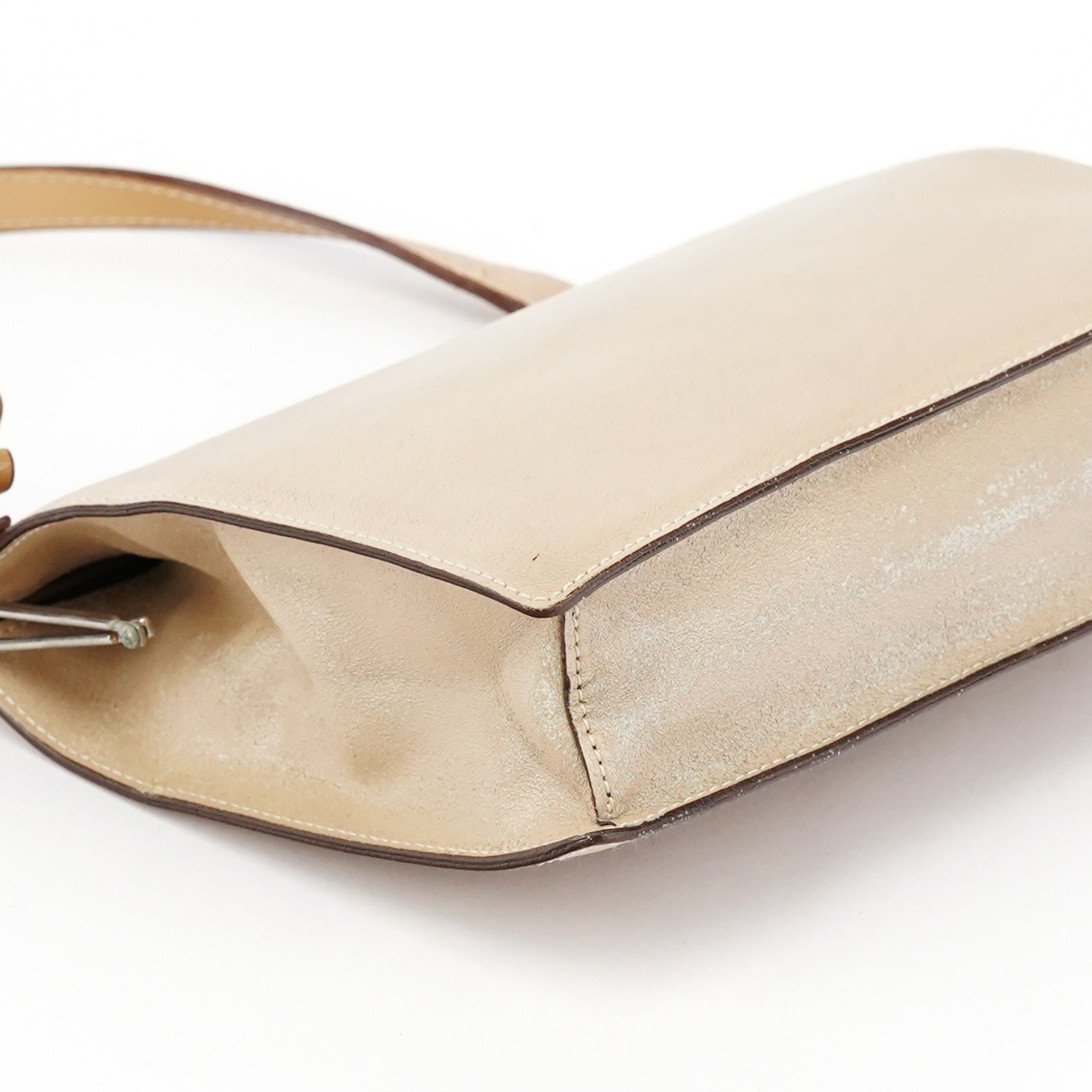 Beige Leather Clutch Handbag