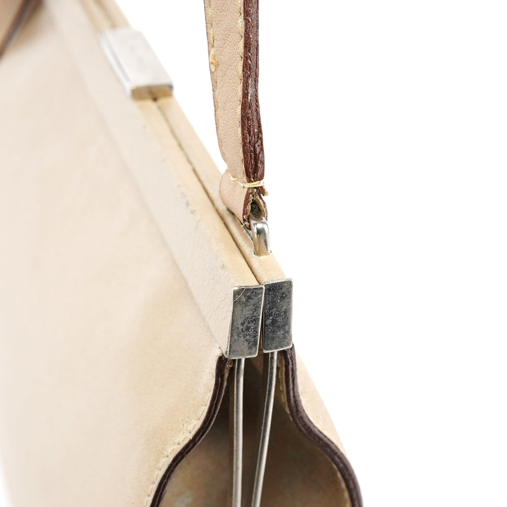 Beige Leather Clutch Handbag