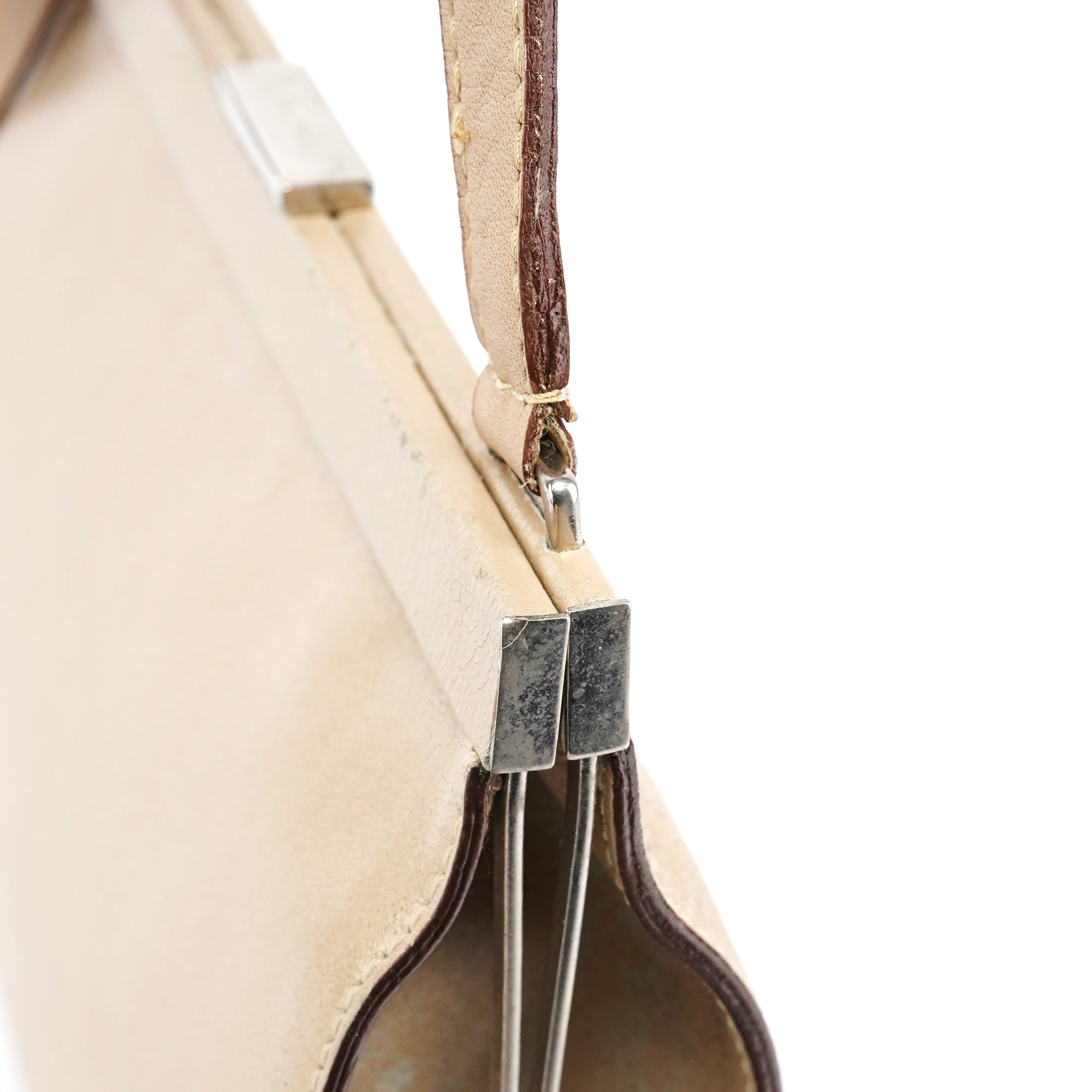 Beige Leather Clutch Handbag