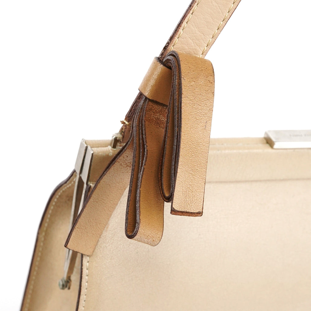 Beige Leather Clutch Handbag