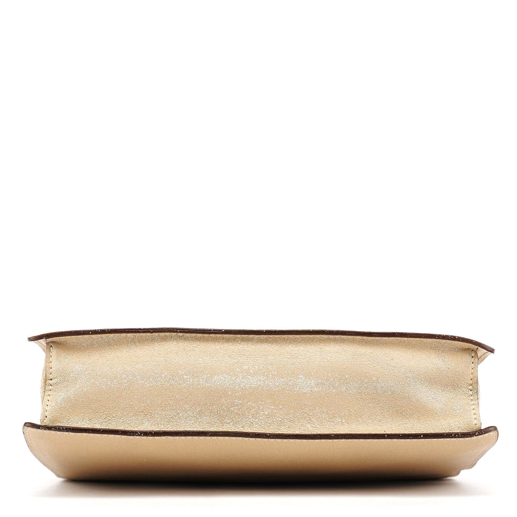 Beige Leather Clutch Handbag