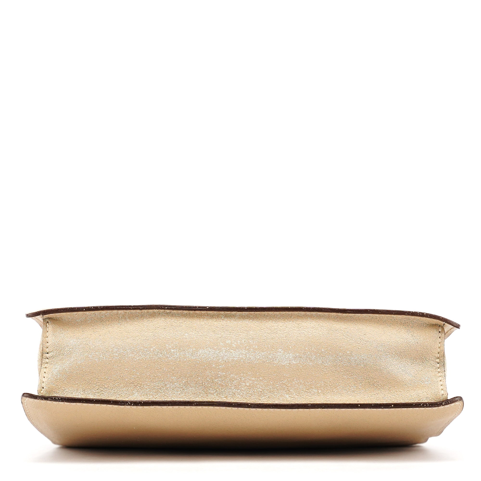 Beige Leather Clutch Handbag
