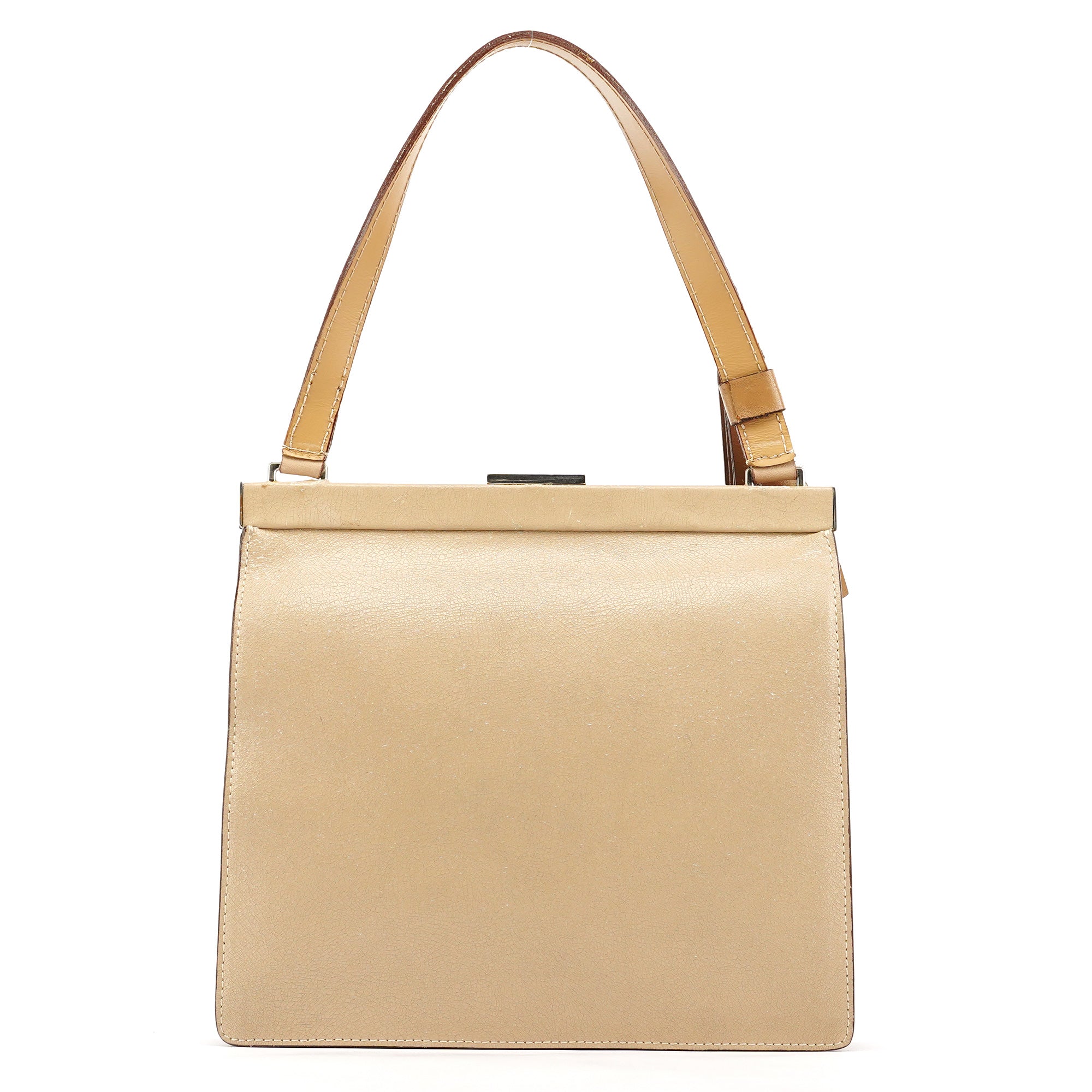 Beige Leather Clutch Handbag
