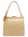 Beige Leather Clutch Handbag