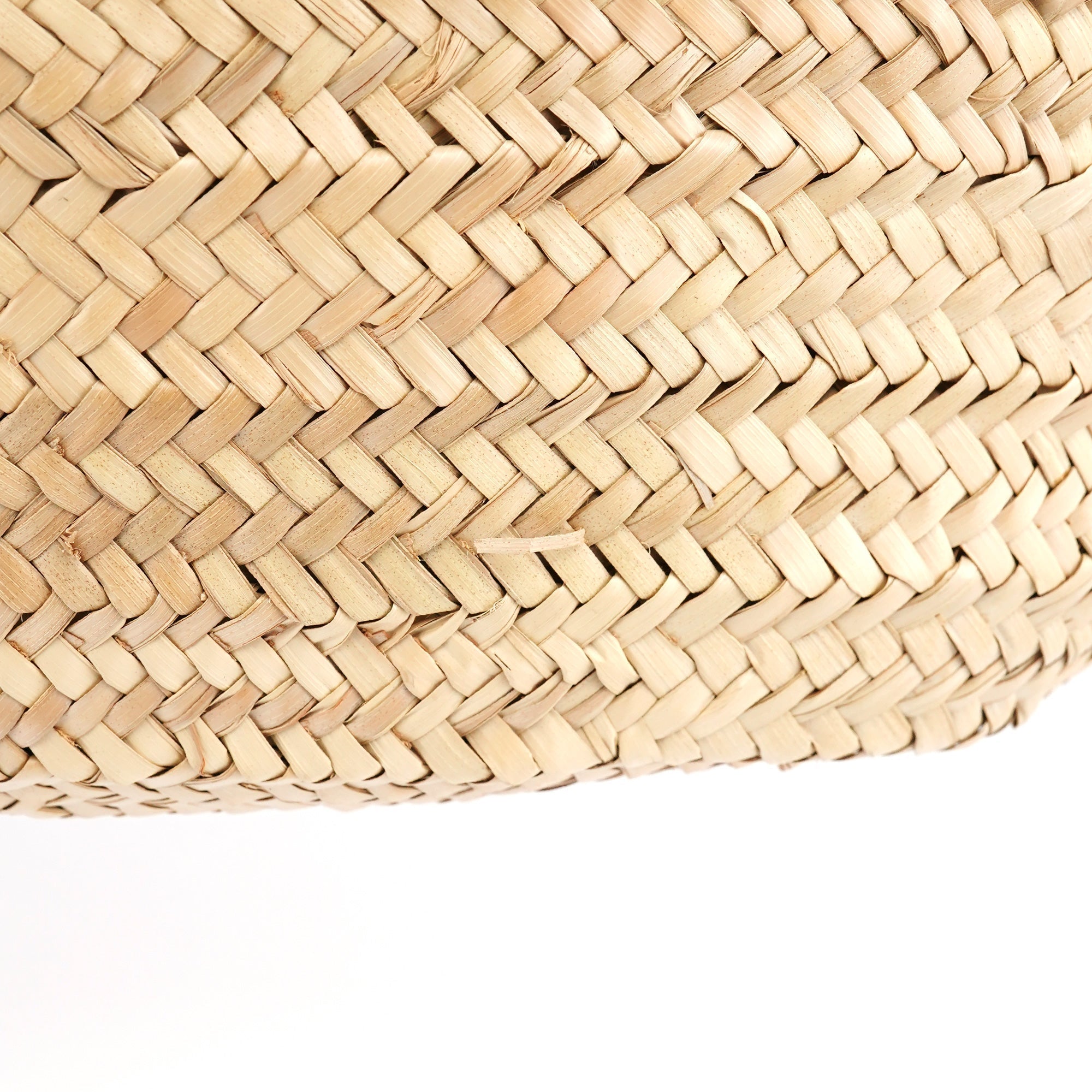 Beige Raffia Brown Leather Basket Bag